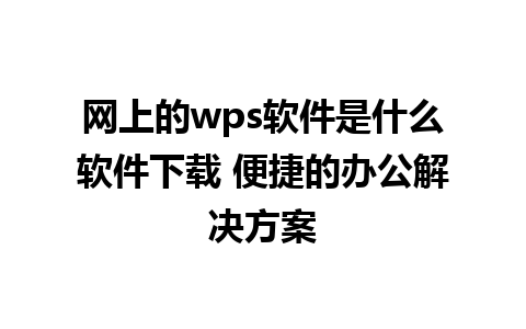 网上的wps软件是什么软件下载 便捷的办公解决方案

