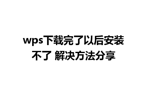 wps下载完了以后安装不了 解决方法分享