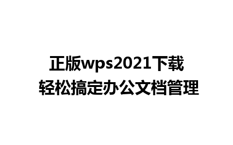 正版wps2021下载 轻松搞定办公文档管理