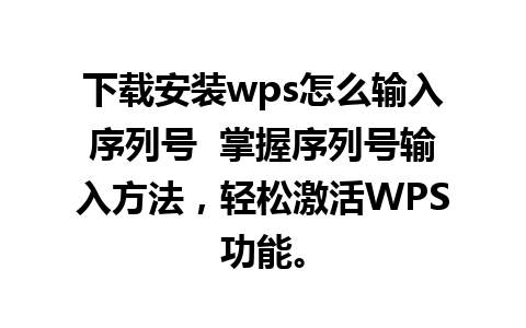 下载安装wps怎么输入序列号  掌握序列号输入方法，轻松激活WPS功能。