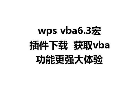 wps vba6.3宏插件下载  获取vba功能更强大体验