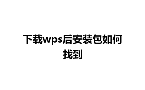 下载wps后安装包如何找到