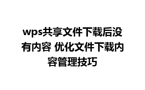 wps共享文件下载后没有内容 优化文件下载内容管理技巧