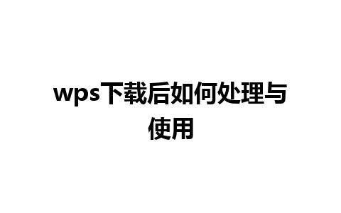 wps下载后如何处理与使用