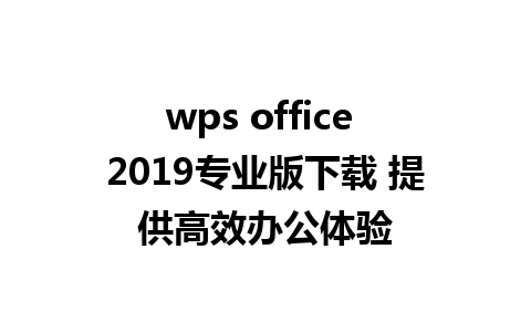 wps office 2019专业版下载 提供高效办公体验