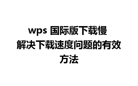 wps 国际版下载慢 解决下载速度问题的有效方法