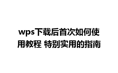 wps下载后首次如何使用教程 特别实用的指南