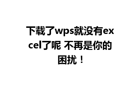 下载了wps就没有excel了呢 不再是你的困扰！