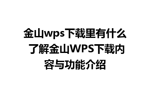 金山wps下载里有什么 了解金山WPS下载内容与功能介绍