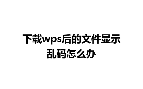 下载wps后的文件显示乱码怎么办 