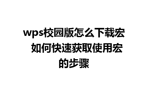 wps校园版怎么下载宏  如何快速获取使用宏的步骤