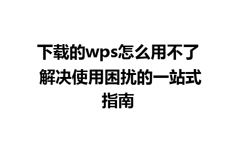 下载的wps怎么用不了 解决使用困扰的一站式指南