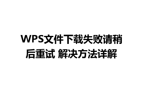 WPS文件下载失败请稍后重试 解决方法详解