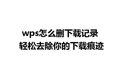 wps怎么删下载记录 轻松去除你的下载痕迹