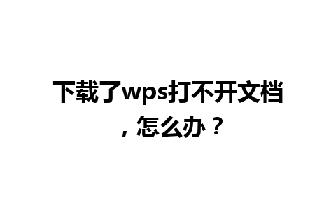 下载了wps打不开文档，怎么办？