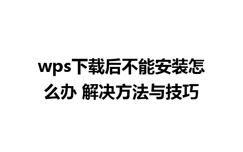 wps下载后不能安装怎么办 解决方法与技巧