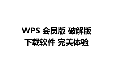 WPS 会员版 破解版下载软件 完美体验