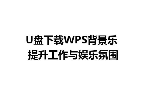 U盘下载WPS背景乐 提升工作与娱乐氛围