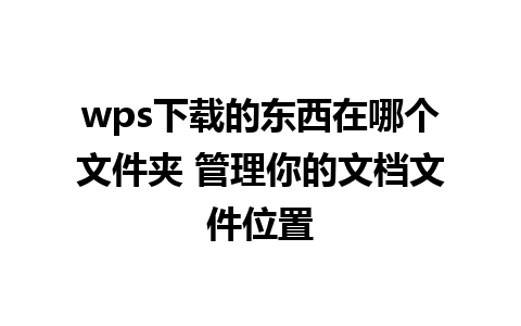 wps下载的东西在哪个文件夹 管理你的文档文件位置