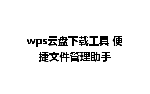 wps云盘下载工具 便捷文件管理助手