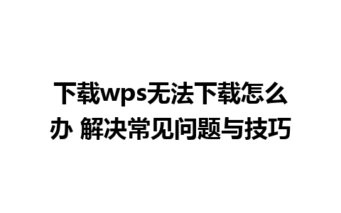 下载wps无法下载怎么办 解决常见问题与技巧