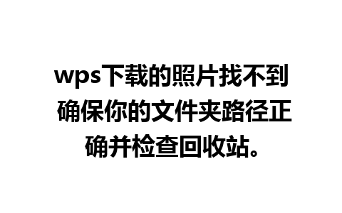 wps下载的照片找不到 确保你的文件夹路径正确并检查回收站。