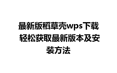 最新版稻草壳wps下载 轻松获取最新版本及安装方法