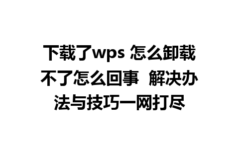 下载了wps 怎么卸载不了怎么回事  解决办法与技巧一网打尽