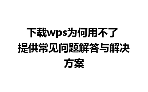 下载wps为何用不了 提供常见问题解答与解决方案