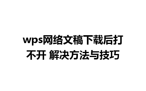 wps网络文稿下载后打不开 解决方法与技巧