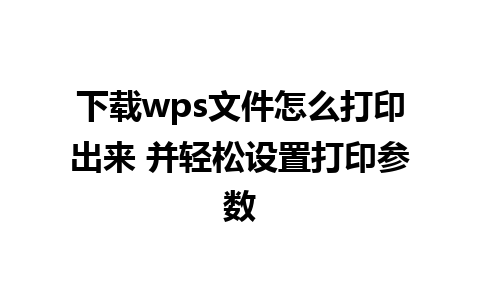 下载wps文件怎么打印出来 并轻松设置打印参数