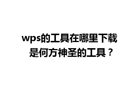 wps的工具在哪里下载 是何方神圣的工具？