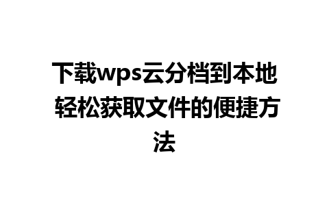 下载wps云分档到本地 轻松获取文件的便捷方法