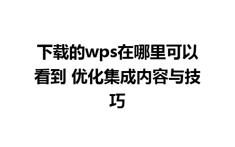 下载的wps在哪里可以看到 优化集成内容与技巧