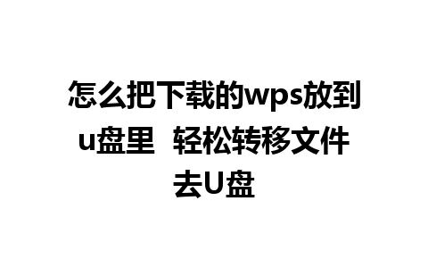 怎么把下载的wps放到u盘里  轻松转移文件去U盘