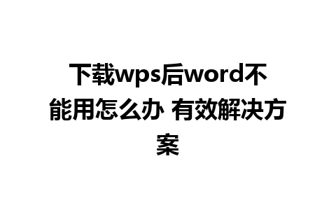 下载wps后word不能用怎么办 有效解决方案