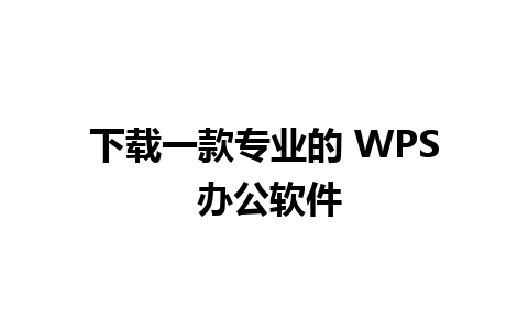 下载一款专业的 WPS 办公软件