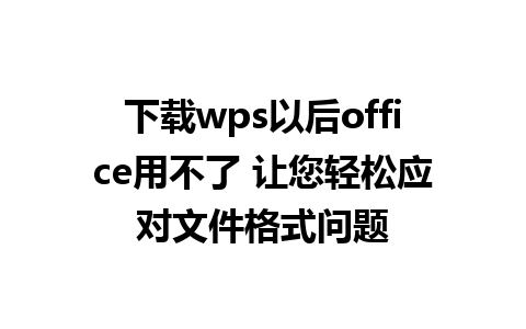 下载wps以后office用不了 让您轻松应对文件格式问题