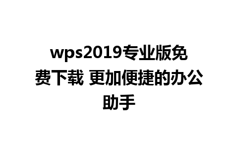 wps2019专业版免费下载 更加便捷的办公助手