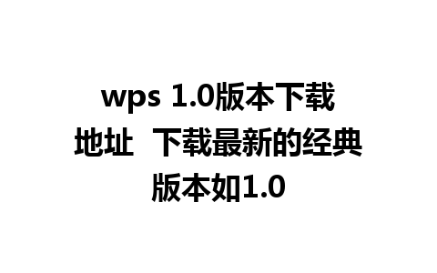 wps 1.0版本下载地址  下载最新的经典版本如1.0