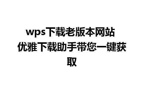 wps下载老版本网站 优雅下载助手带您一键获取