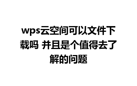 wps云空间可以文件下载吗 并且是个值得去了解的问题