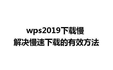 wps2019下载慢 解决慢速下载的有效方法