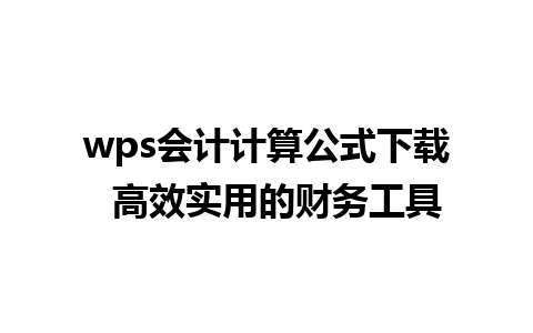 wps会计计算公式下载  高效实用的财务工具