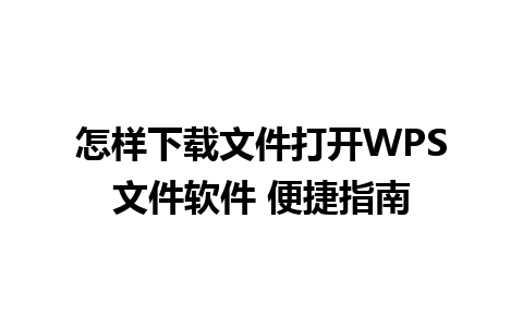  怎样下载文件打开WPS文件软件 便捷指南

