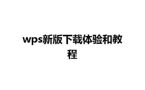 wps新版下载体验和教程