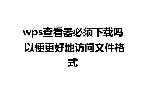 wps查看器必须下载吗 以便更好地访问文件格式