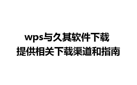 wps与久其软件下载 提供相关下载渠道和指南