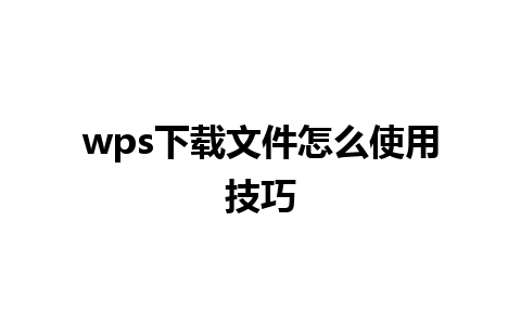 wps下载文件怎么使用技巧