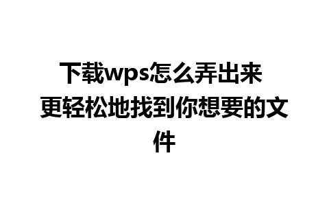 下载wps怎么弄出来 更轻松地找到你想要的文件